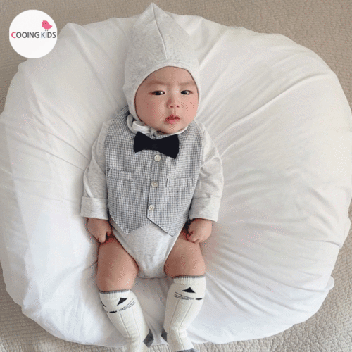 쿠잉키즈-BABY - L리본턱시도슈트(모자set) 신생아촬영의상 예쁜 백일 200일 돌 셀프 아기옷 외출복